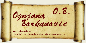 Ognjana Borkanović vizit kartica